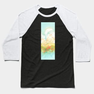 Meadow Frolic Watercolor Fox Kitsune Pattern Baseball T-Shirt